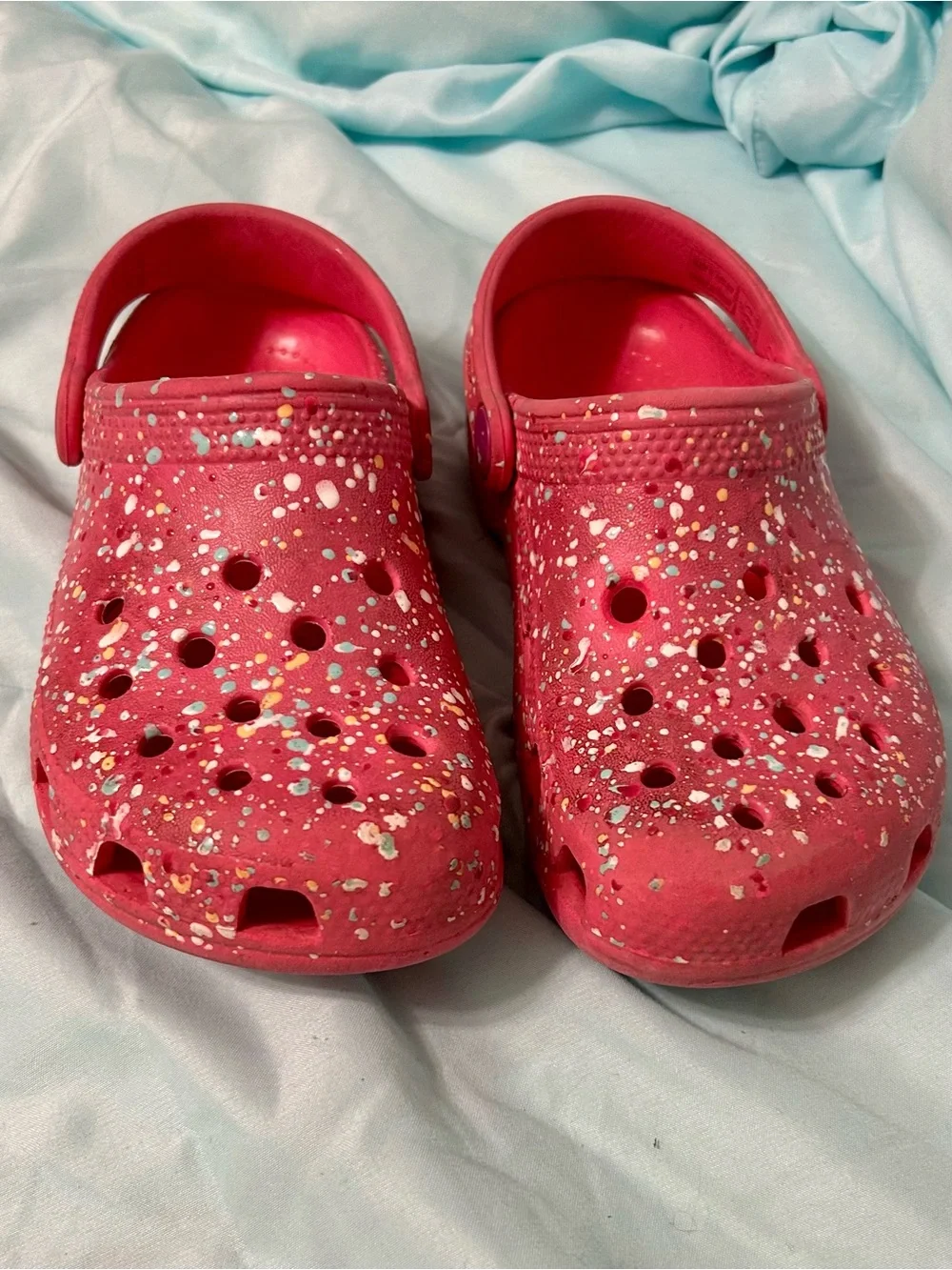 CROCS Kids Hot Pink Speckle Clogs